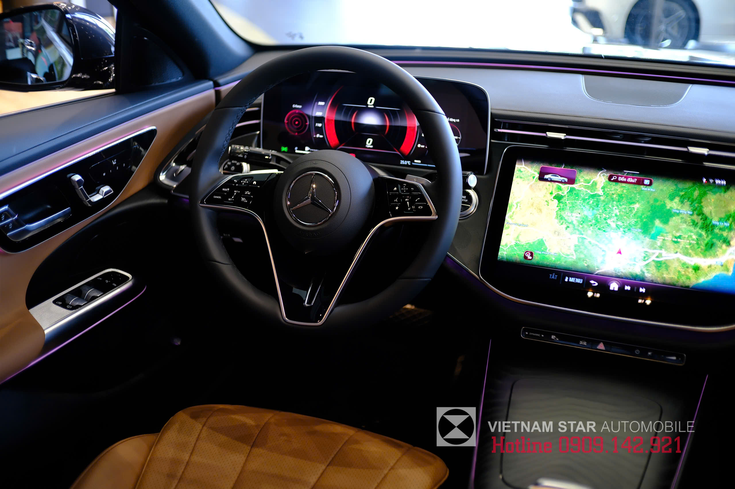 vô lăng thể thao 3 chấu bọc da nappa amg line trên mercedes e200 exclusive