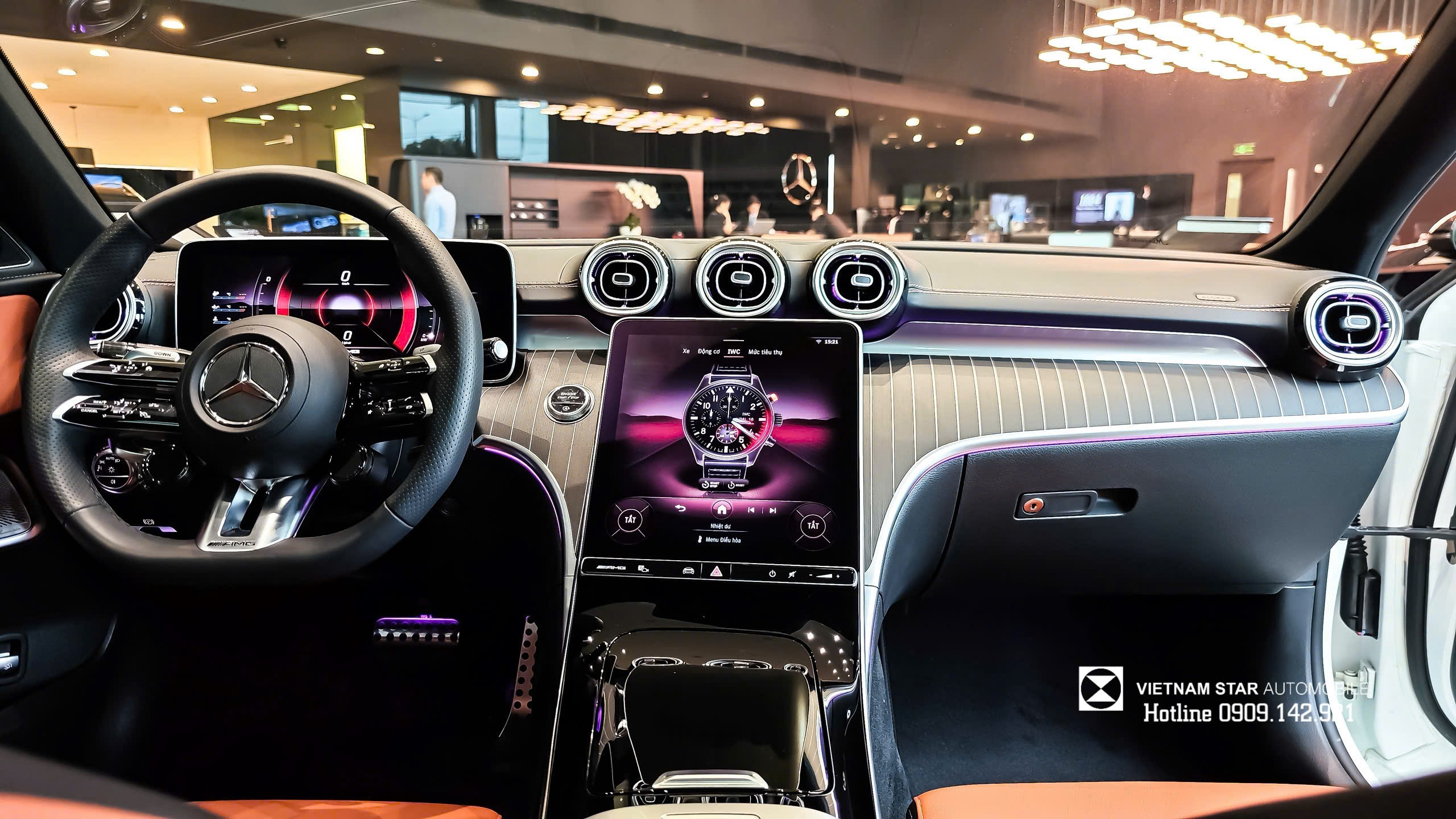 Nút điều khiển AMG DRIVE UNIT trên vô lăng D-cut C43 Nút điều khiển AMG DRIVE UNIT trên vô lăng D-cut C43